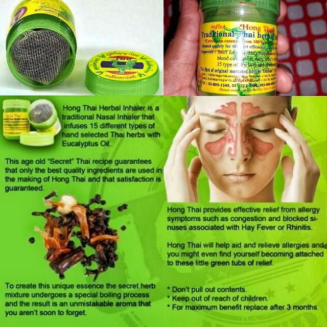 Hong Thai Traditional Herbal Inhaler - Authentic Aromatherapy Relief, Made in Thailand Pack of 12 Pcs