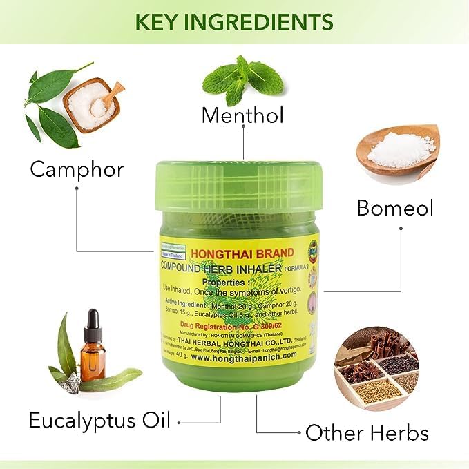 Hong Thai Traditional Herbal Inhaler - Authentic Aromatherapy Relief, Made in Thailand Pack of 12 Pcs