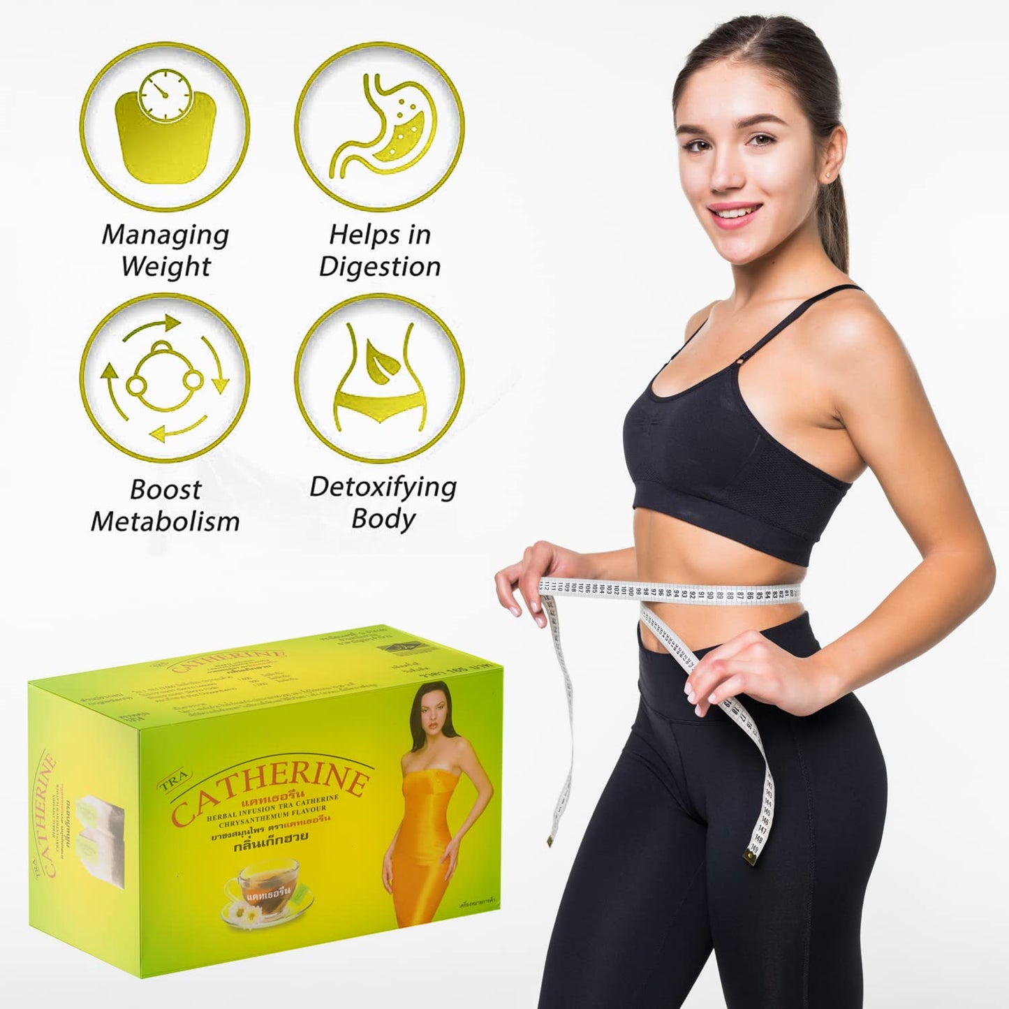 Catherine Herbal Slimming Weight Loss Tea – Chrysanthemum Flavor | 1 Box x 32 Tea Bags