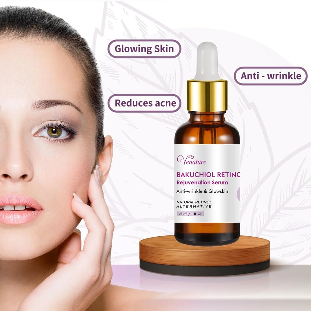 Venature Bakuchiol Retinol Rejuvenation Serum – 30ml | Gentle and Effective Anti-Aging Skincare Pack of 2 Pcs
