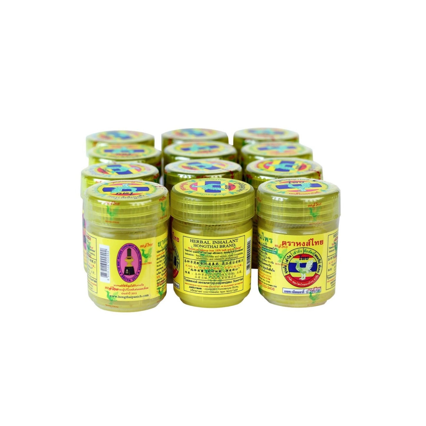 Hong Thai Traditional Herbal Inhaler - Authentic Aromatherapy Relief, Made in Thailand Pack of 12 Pcs
