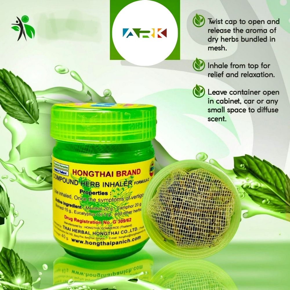 Hong Thai Traditional Herbal Inhaler - Authentic Aromatherapy Relief, Made in Thailand Pack of 12 Pcs