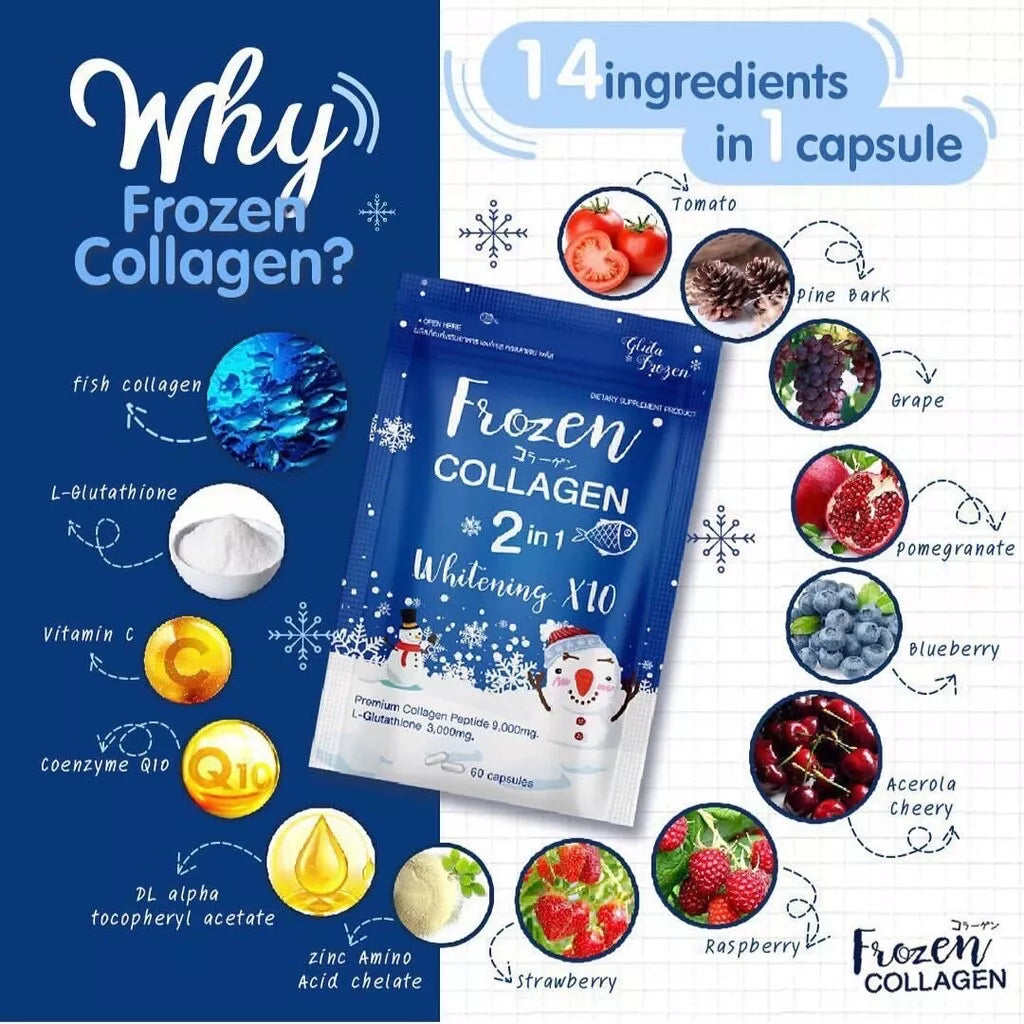 Frozen Collagen 2-in-1 Whitening x10 β 60 Capsules ( Pack of 2 ) ββ¨
