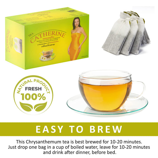 Catherine Herbal Slimming Weight Loss Tea – Chrysanthemum Flavor | 1 Box x 32 Tea Bags