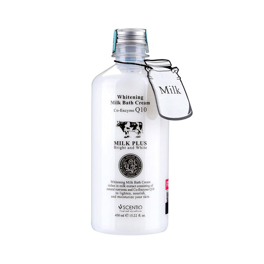 Scentio Brightening Bath Cream Q10 Milk Plus 450ml – Nourish &amp; Brighten Your Skin 🇹🇭✨
