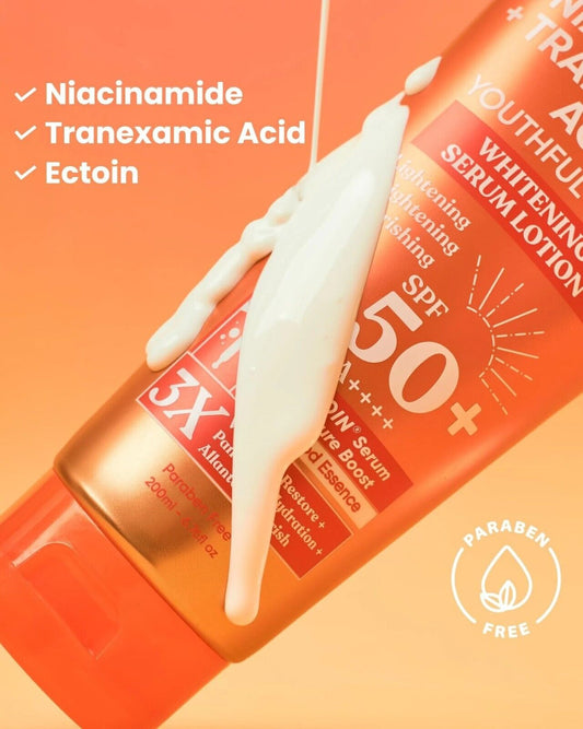 Luxe Organix Niacinamide + Tranexamic Acid Youthful Glow Whitening Serum Lotion – 200ml ( Pack of 2 Pcs )✨
